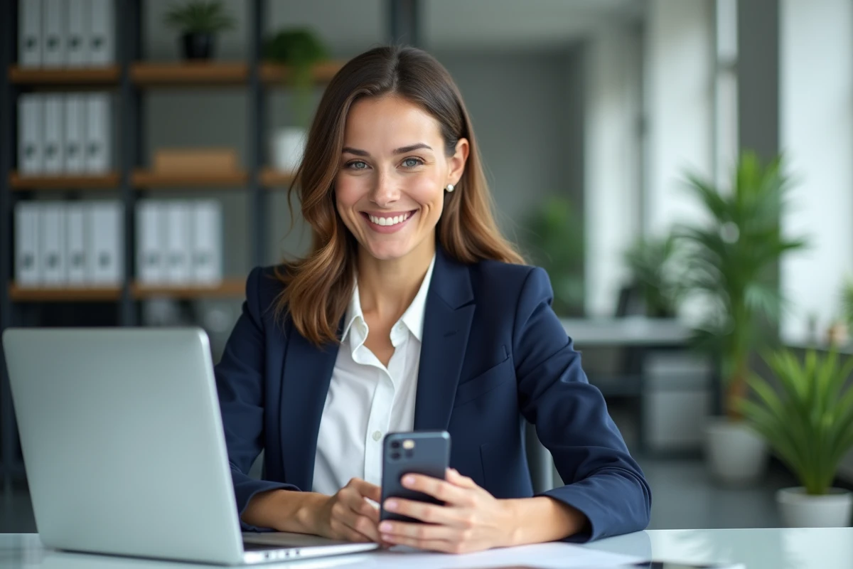 Femme d'affaires concentrée dans un bureau moderne